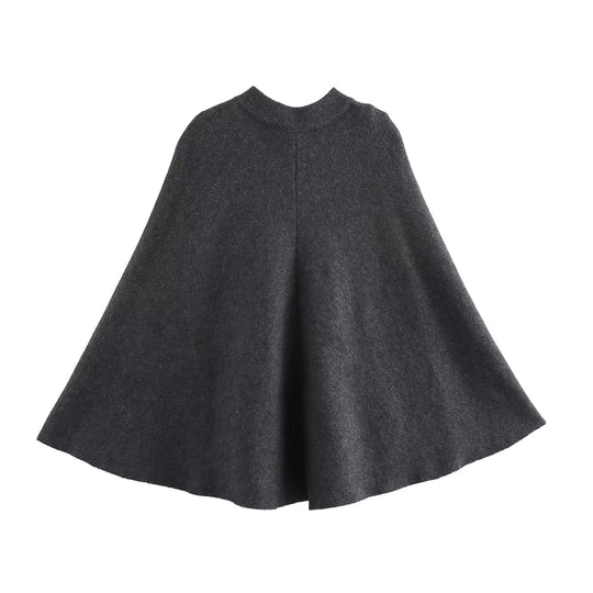 Damen modische Umhangjacke mit elegantem Stehkragen und dekorativen Knopfdetails EB