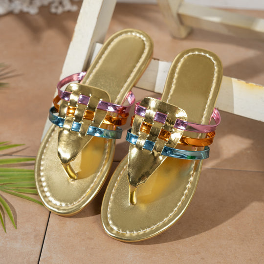 Damen modische Flip-Flops mit bunten Riemen EB