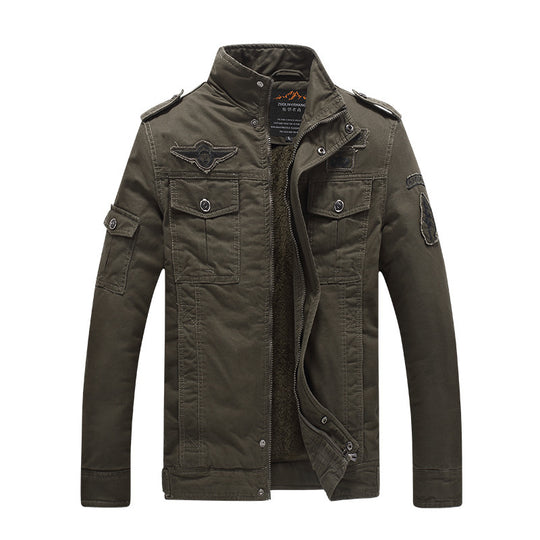 Herren Canvas-Fieldjacke mit Sherpa-Innenfutter, Utility-Taschen und Stehkragen EB
