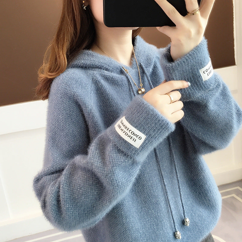 Damen Kuscheliger Hoodie mit Kordelzug und hohem Kragen EB