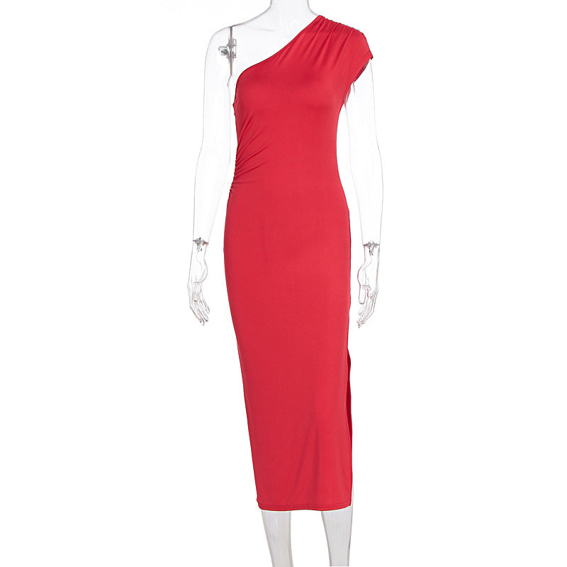 Damen Elegantes ärmelloses Wickelkleid mit asymmetrischem Schnitt EB