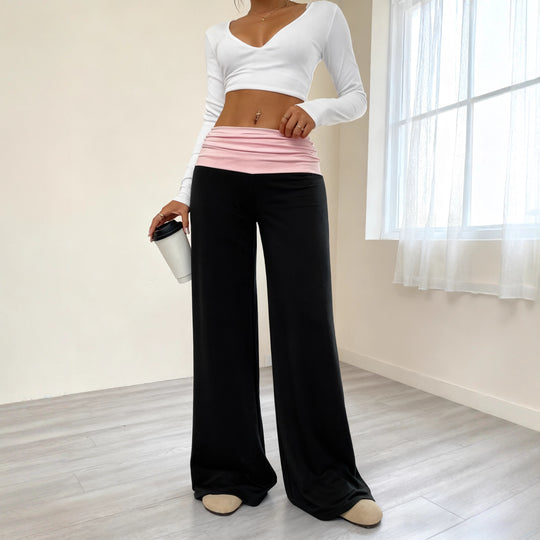 Damen Hochwertige Sporthose mit weitem Bein und Miditaille EB