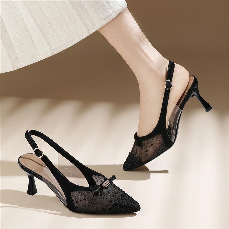 Damen Elegante Slingback-Pumps mit zierlichem Schmuck und bequemer Absatzhöhe EB