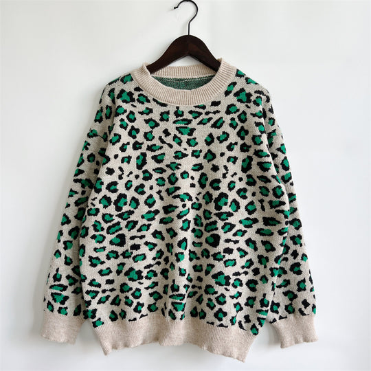 Damen legerer Pullover mit tierischem Muster EB