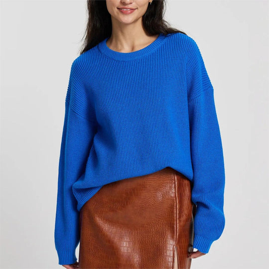Damen Großer, weicher Strickpullover mit überschnittenen Schultern EB
