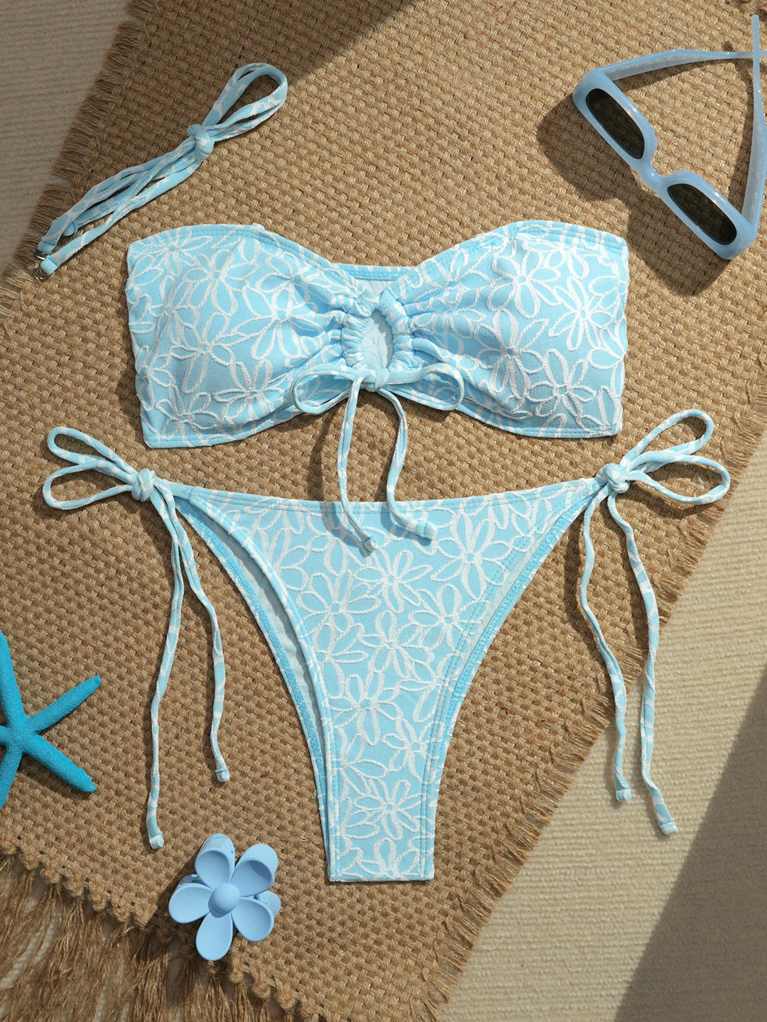 Damen Bandeau-Bikini-Set mit verspielten Rüschendetails EB