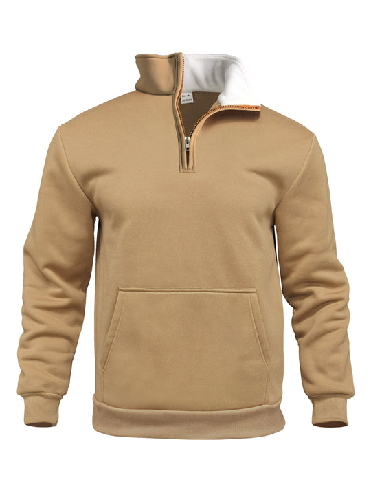 Herren sportlicher Kapuzenpullover mit halbem Reißverschluss und praktischer Kängurutasche EB
