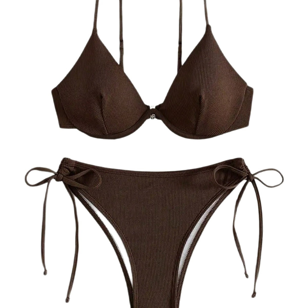 Damen Triangel-Bikini mit verstellbaren Trägern und Seitenschnürungen EB