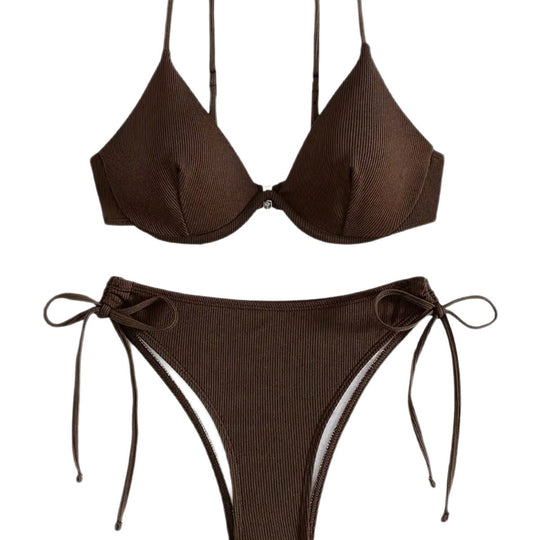 Damen Triangel-Bikini mit verstellbaren Trägern und Seitenschnürungen EB