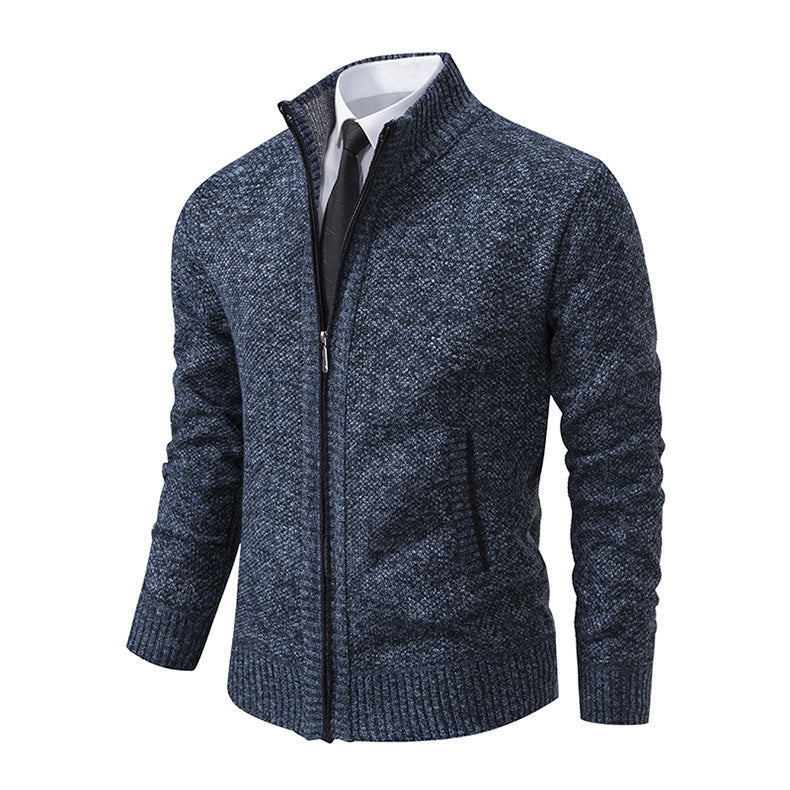 Herren modische Strickjacke mit hohem Kragen und Reißverschluss EB