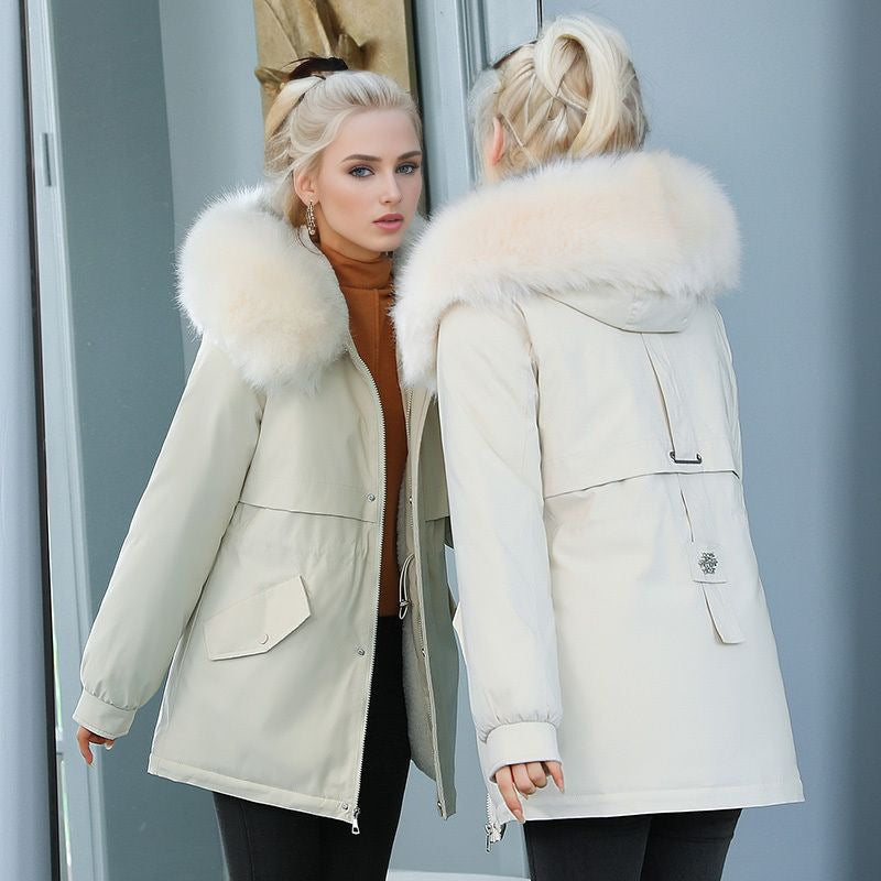 Damen isolierter Winterparka mit luxuriösem Kunstfellkragen und wärmendem Innenfutter EB