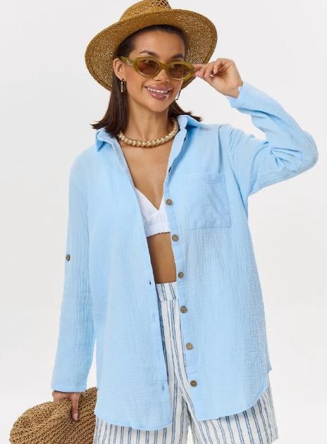 Damen lässige Sommerbluse mit Knopfdetail EB