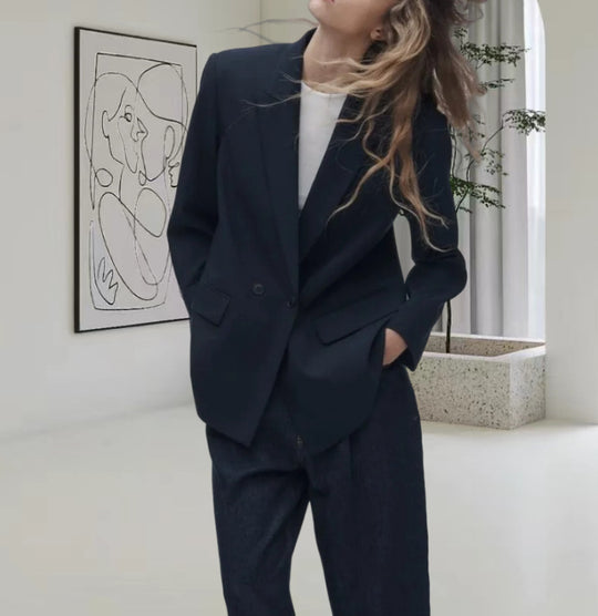 Damen Oversized Blazer mit eleganter Silhouette und dekorativen Knöpfen EB