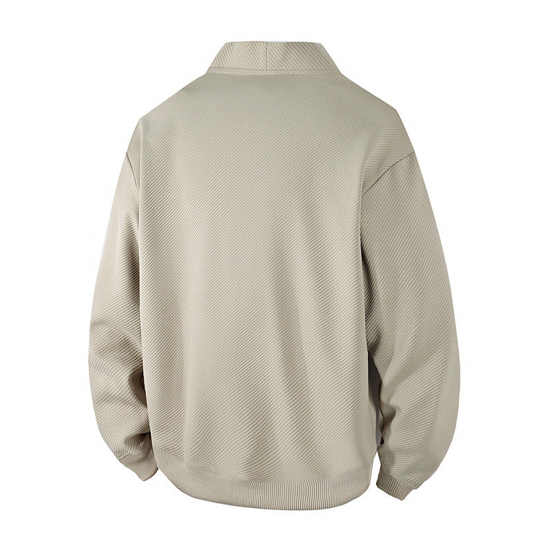 Herren strukturierter Strick-Cardigan-Blouson mit durchgehender Knopfleiste und aufgesetzten Eingrifftaschen EB