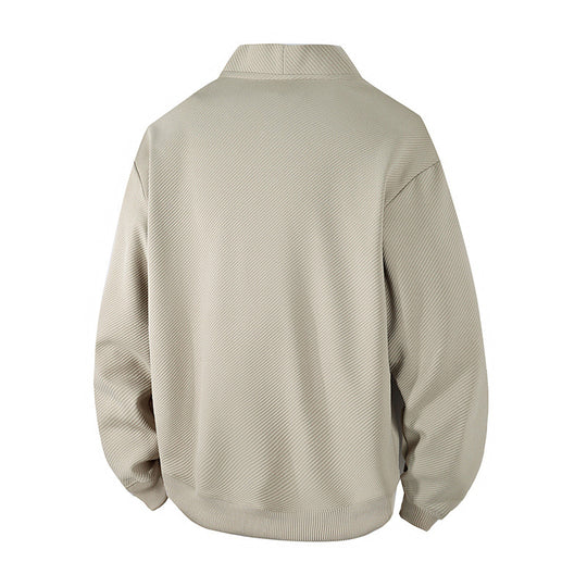 Herren strukturierter Strick-Cardigan-Blouson mit durchgehender Knopfleiste und aufgesetzten Eingrifftaschen EB