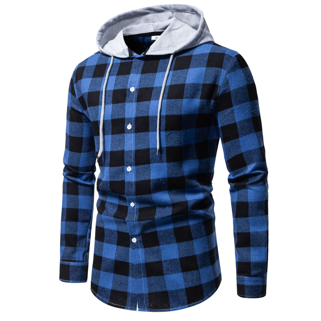 Herren Karo-Hemdjacke mit Kapuze und modernem Schnitt EB