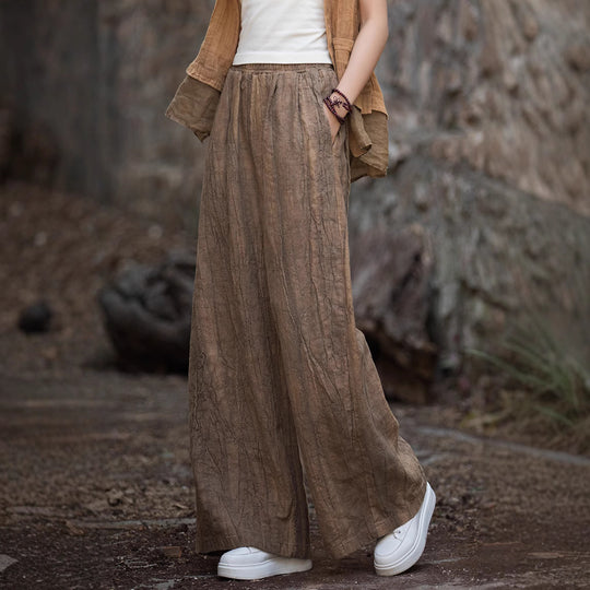 Damen weite Leinenhose mit eleganter Textur EB