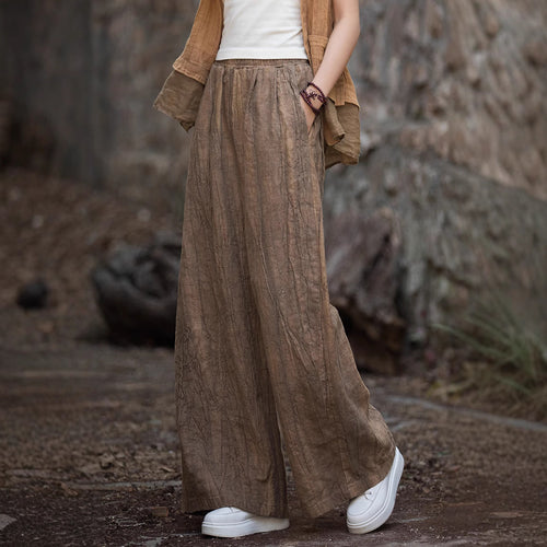 Damen weite Leinenhose mit eleganter Textur EB