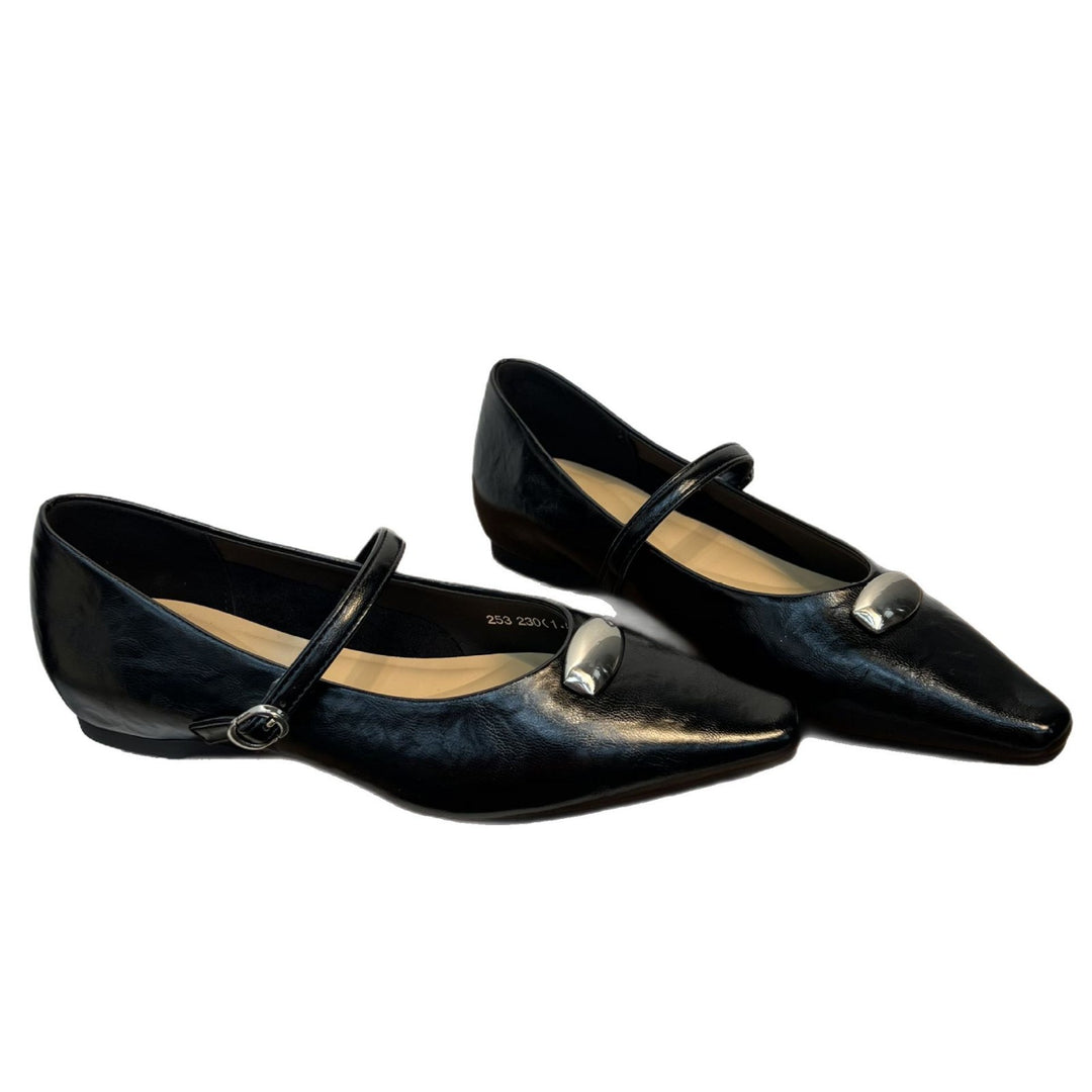 Damen Elegante Ballerinas mit modischem Riemen und komfortablem Fußbett EB