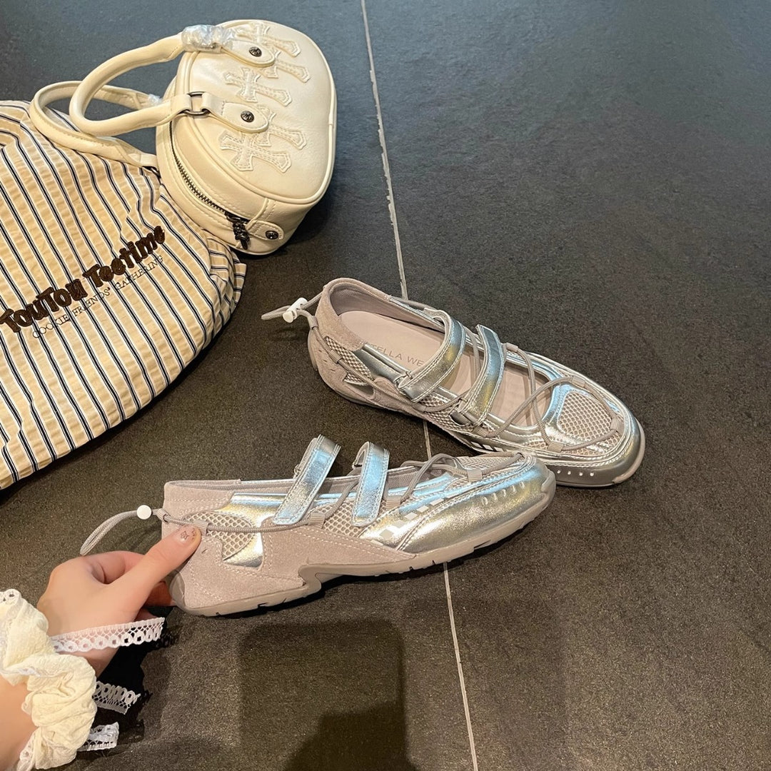 Damen modische Halbschuhe mit praktischem Klettverschluss und atmungsaktiver Mesh-Oberfläche EB