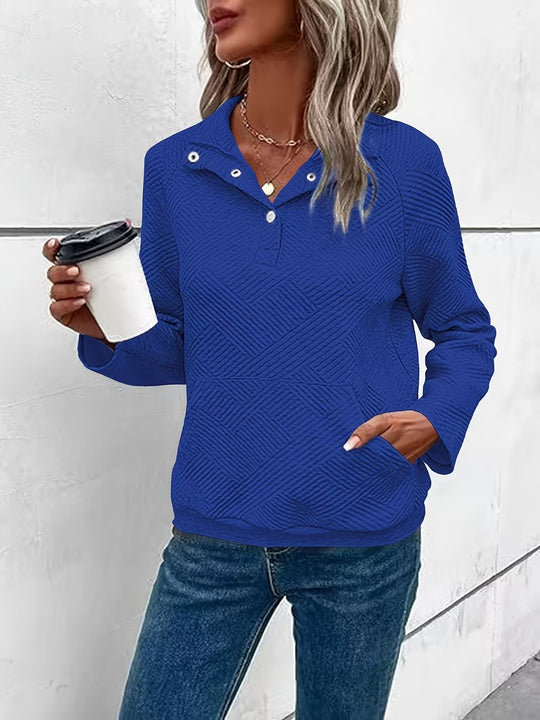 Damen Pullover mit strukturiertem Design und zwei praktischen Taschen EB