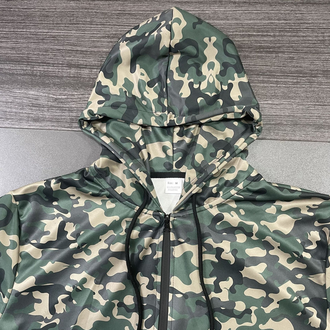 Herren Camouflage-Fleecejacke mit praktischen Taschen und verstellbarem Kordelzug EB