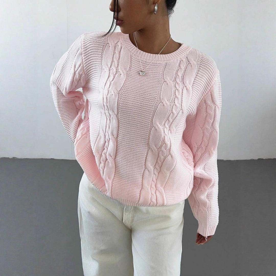 Damen Grobstrickpullover mit zeitlosem Zopfmuster und lässigem Schnitt EB