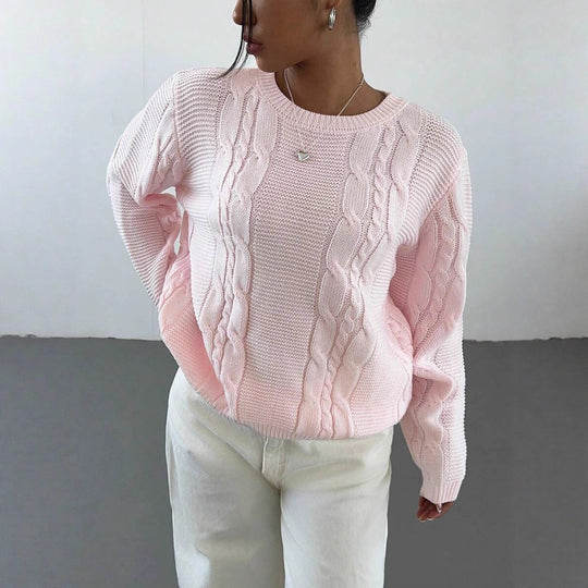 Damen Grobstrickpullover mit zeitlosem Zopfmuster und lässigem Schnitt EB