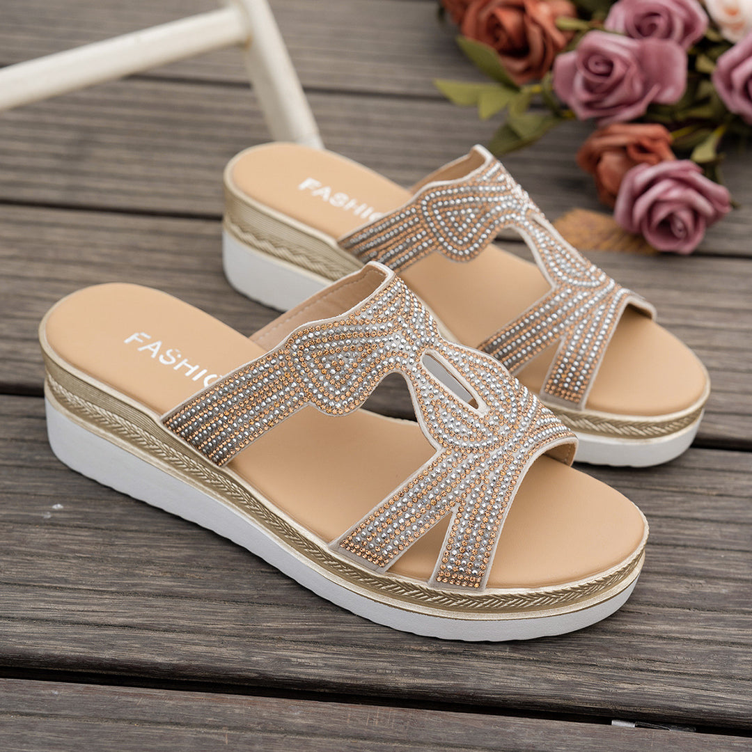 Damen Wedge-Sandalen mit funkelndem Applikationen EB