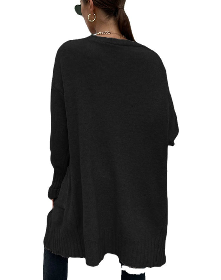 Damen Strickjacke mit tiefen Taschen und lässigem Oversized-Schnitt EB