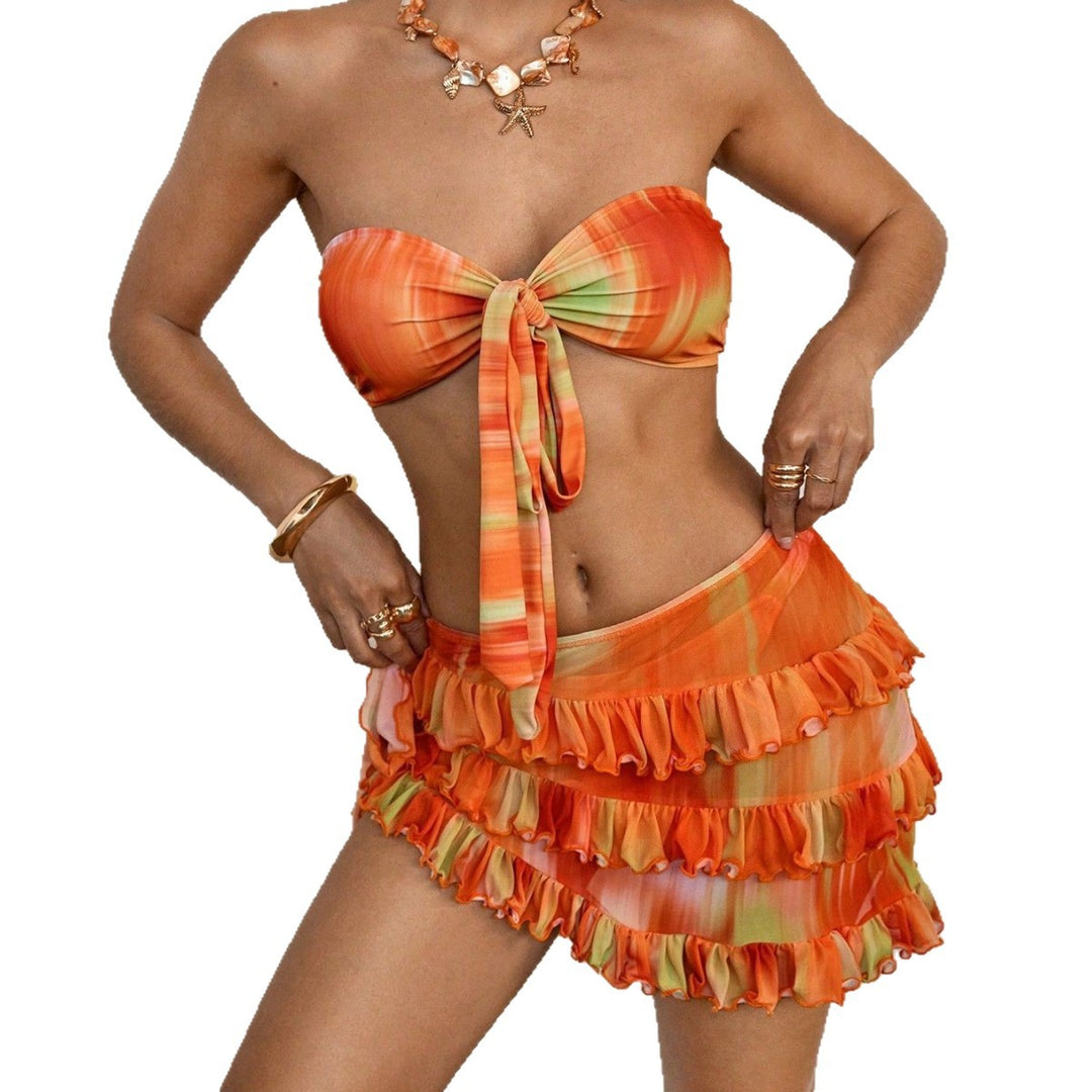 Damen Bandeau-Bikini mit modischen Rüschendetails EB