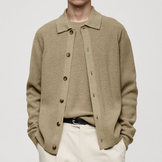 Herren Strickjacke mit modernem Kragen und hochwertigen Knöpfen EB
