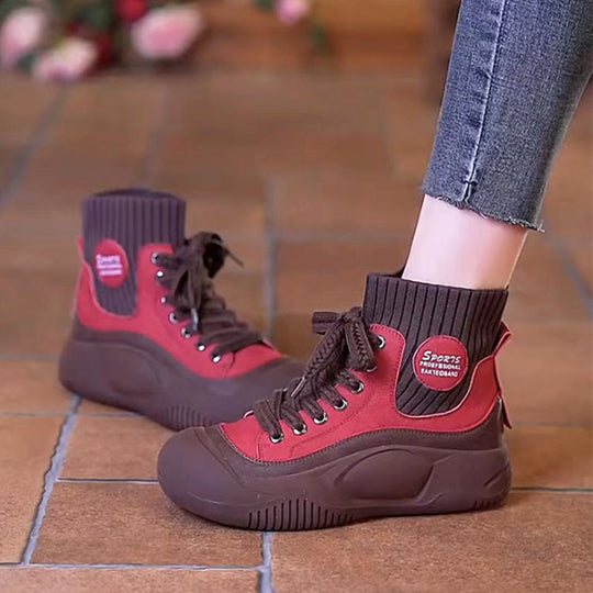 Damen sportliche High-Top Sneakers mit flexiblem Strick-Obermaterial und rutschfester Sohle EB