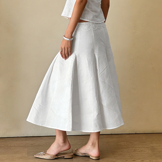 Damen Eleganter, fließender Midirock mit elastischem Bund EB
