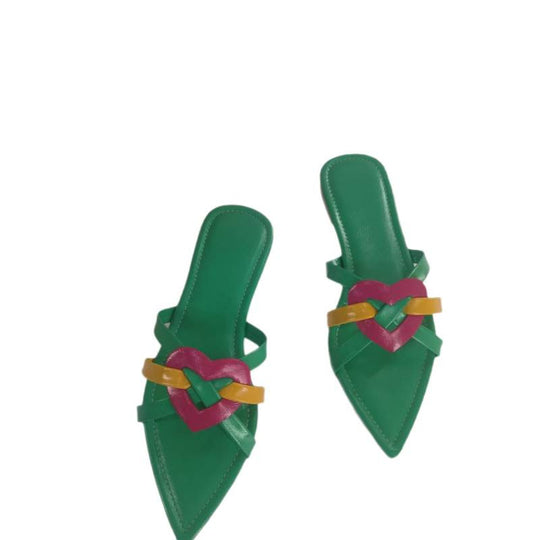 Damen modische Slip-On Sandalen mit buntem Knotendesign EB