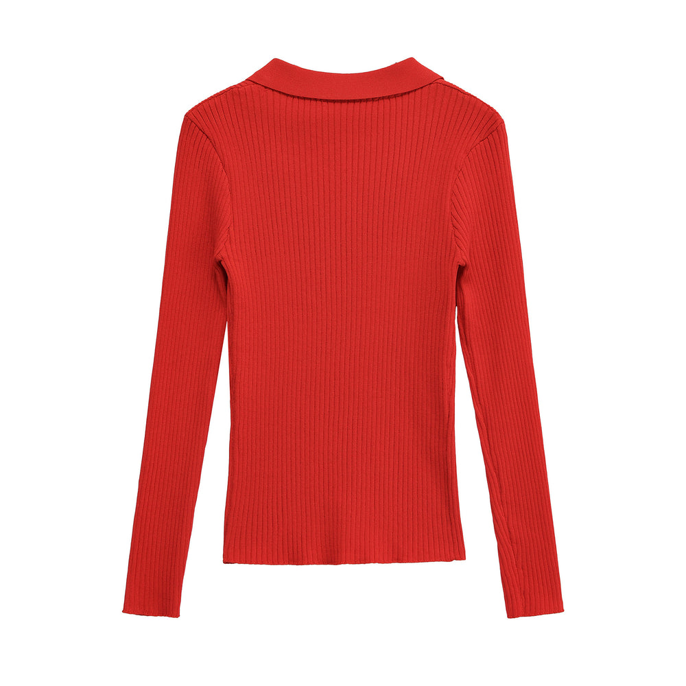 Damen Langarmshirt mit V-Ausschnitt und dekorativen Taschen EB
