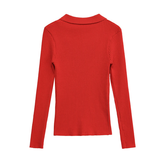 Damen Langarmshirt mit V-Ausschnitt und dekorativen Taschen EB