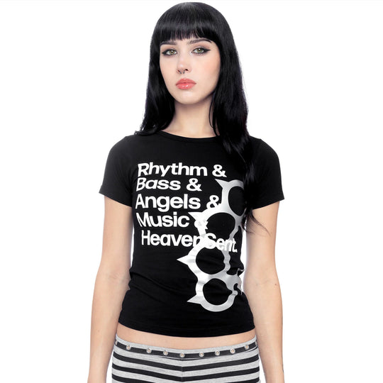 Damen T-Shirt mit kreativem Druckdesign und figurbetontem Schnitt EB