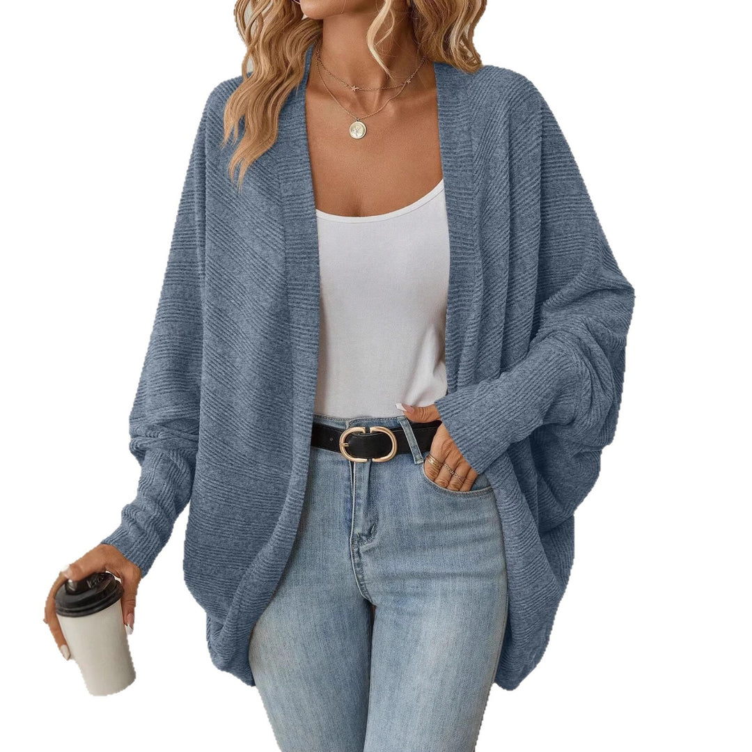Damen Offener Feinstrick-Cardigan mit Strukturstreifen und überlanger Relax-Silhouette EB