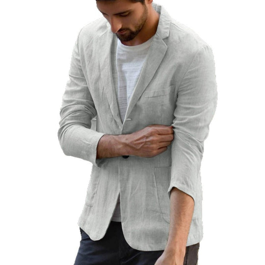 Herren eleganter Leinen-Blazer mit modernem Schnitt und Taschen EB