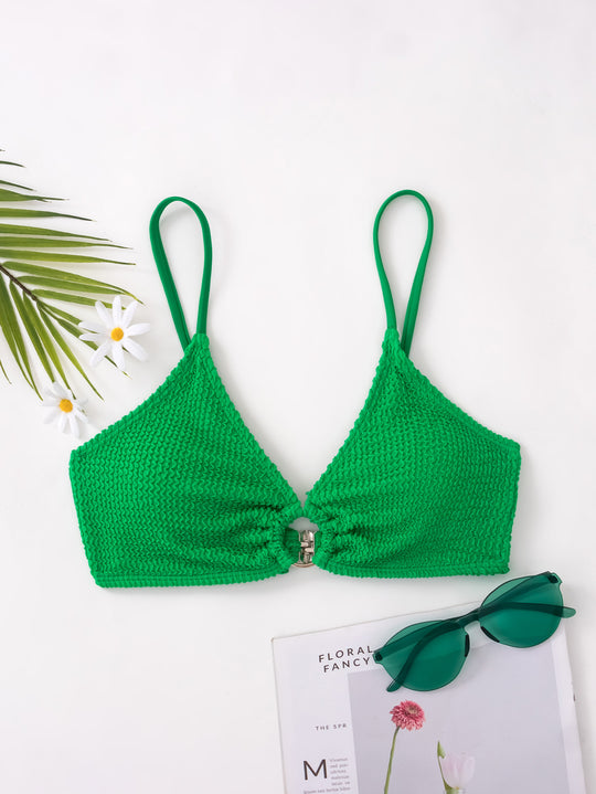 Damen Triangel-Bikini mit strukturiertem Design und seitlichem Ring EB