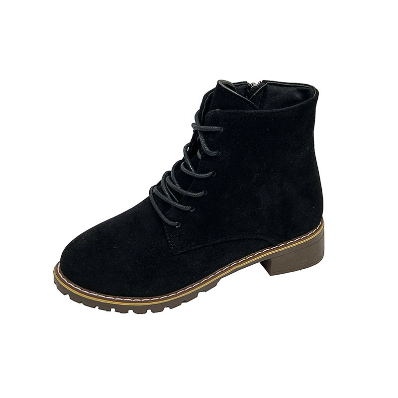 Damen modische Ankle-Stiefel aus Wildleder mit zusätzlichem Reißverschluss und leichter Profilsohle EB