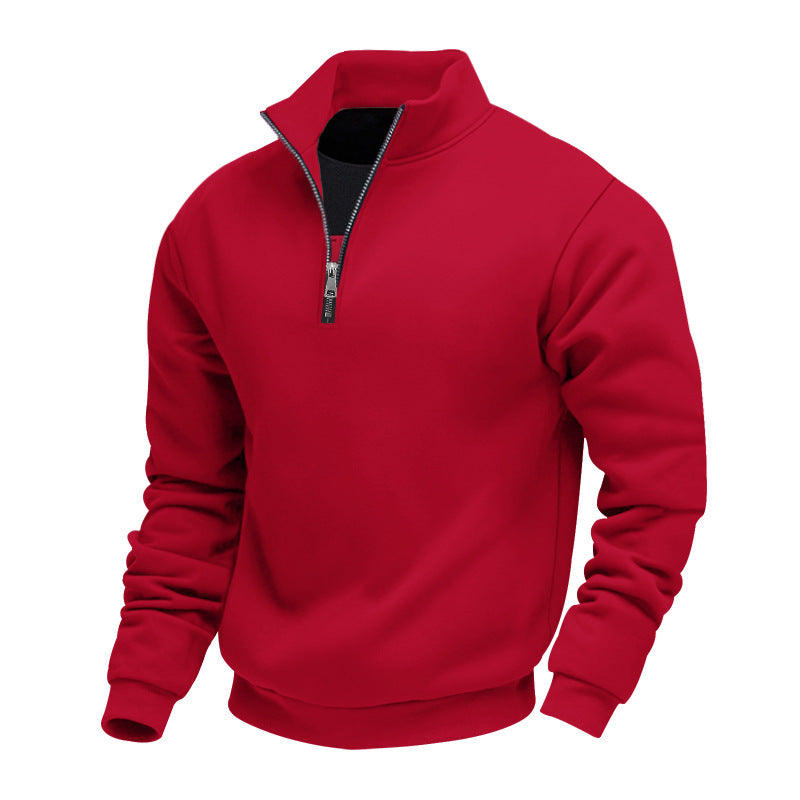 Herren leichter Fleecepullover mit Stehkragen und halblangem Reißverschluss EB