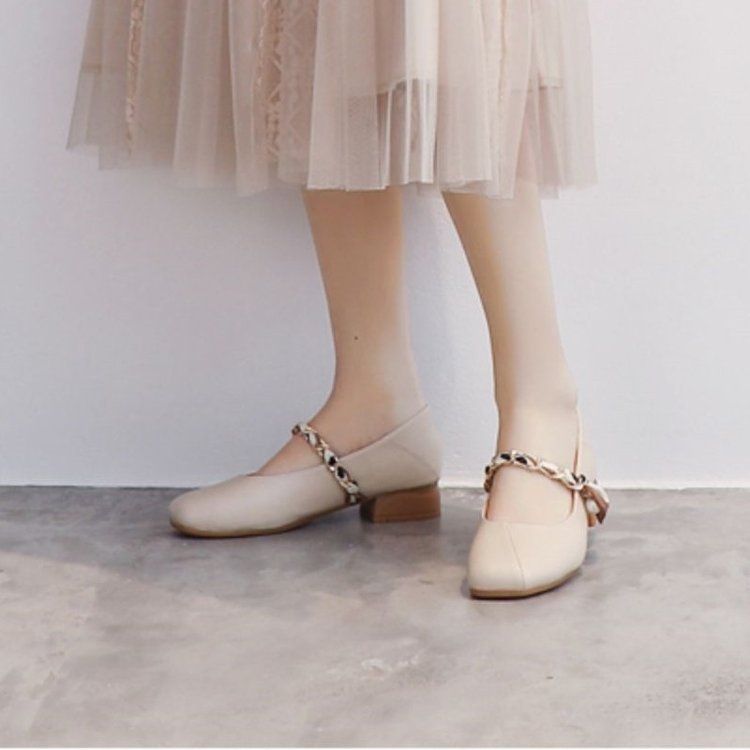 Damen Elegante Slingback-Ballerinas mit modischer Kettenverzierung EB