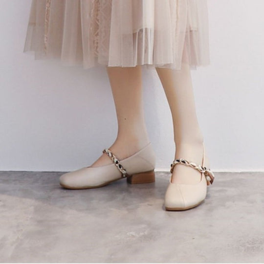 Damen Elegante Slingback-Ballerinas mit modischer Kettenverzierung EB