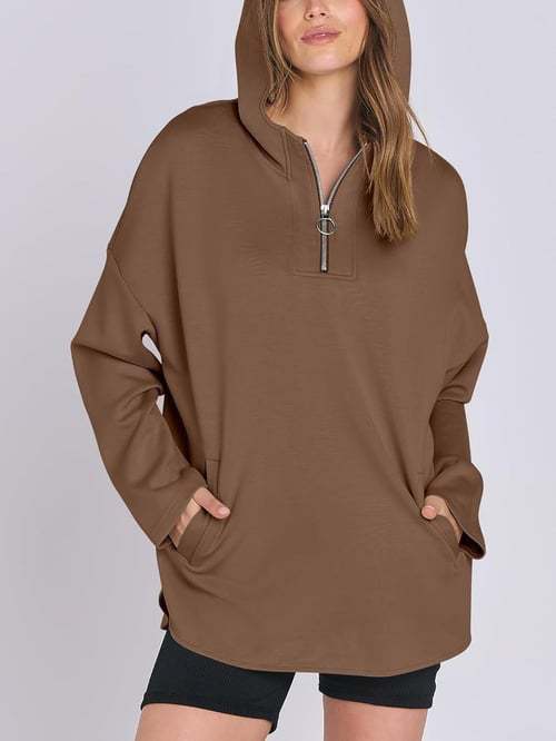 Damen Kapuzenshirt mit Reißverschluss und Taschen EB