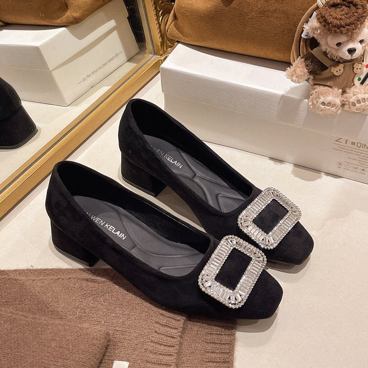 Damen Designer-Blockabsatzpumps mit Glitzerakzenten EB