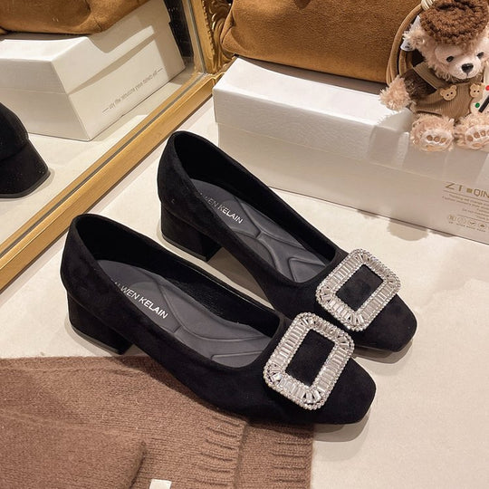 Damen Designer-Blockabsatzpumps mit Glitzerakzenten EB