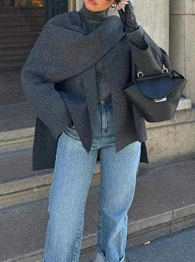 Damen Oversized Strickjacke mit elegantem Schnitt und voluminösen Ärmeln EB