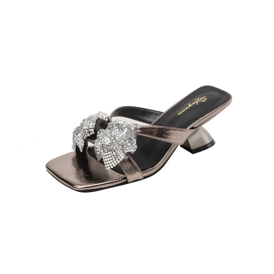 Damen elegante Sling-Sandalen mit funkelndem Schmuckdesign EB